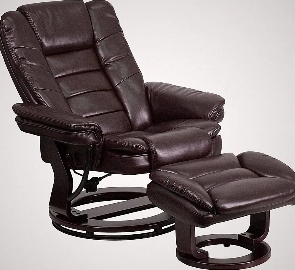 Leather Recliner With Ottoman Contemporary Stressless Chair Headrest Comfortable