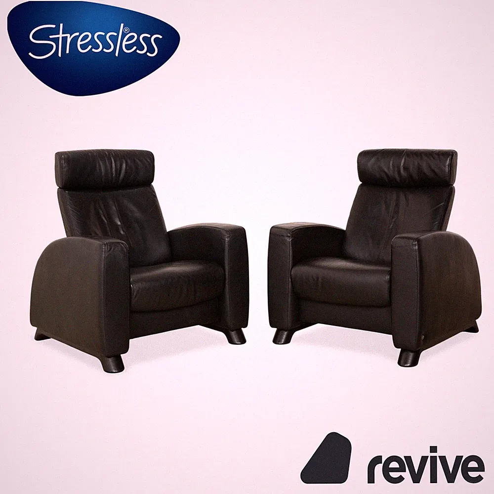 Stressless Arion Leather 2x Chairs Black Manual Function