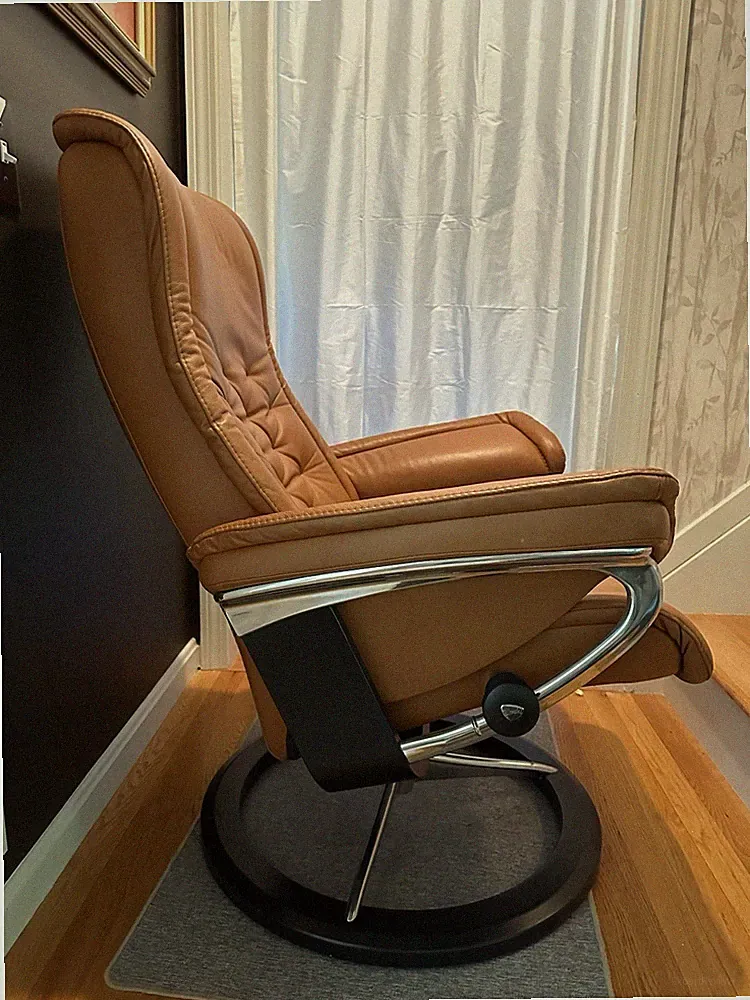 Stressless Brown Leather Swivel Recliner & Ottoman Slightly Used