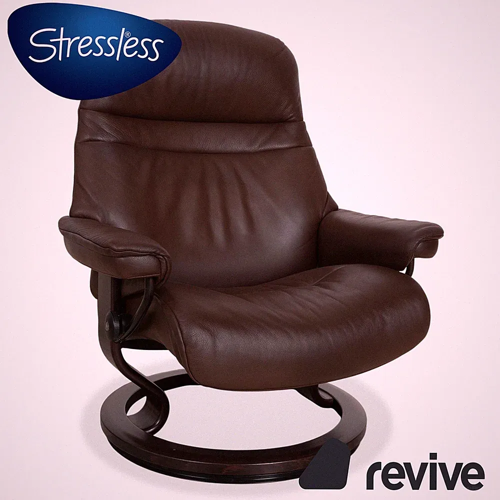 Stressless Sunrise Leather Lounge Chair Brown Mokka Size L Manual Function